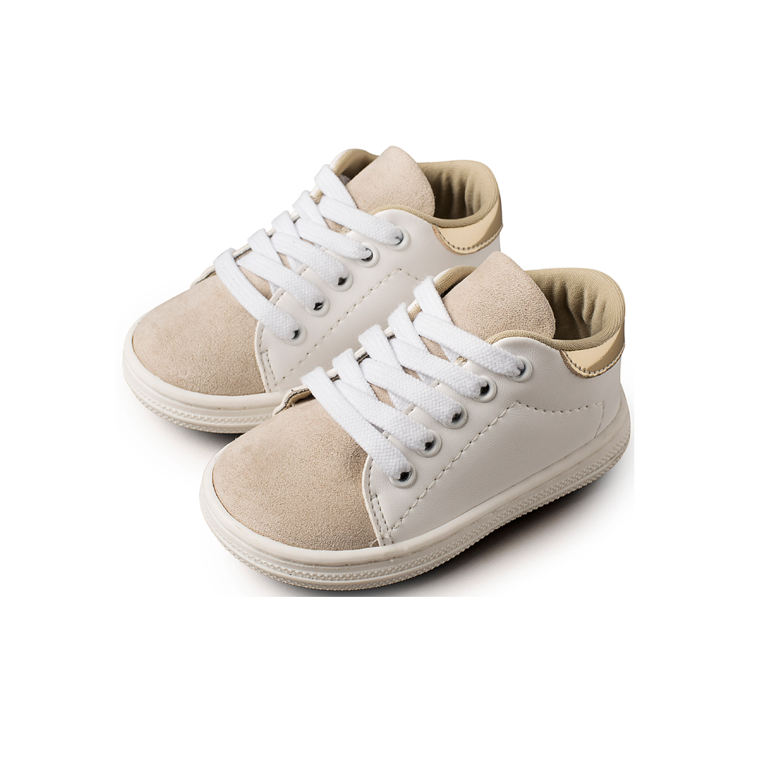 Sneaker Δερμάτινο Λευκό Μπεζ Babywalker BS3037